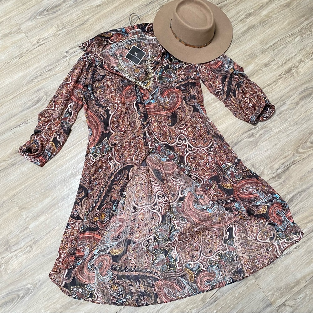 Melanie Lyne Duster Paisley Floral Sheer Duster Top